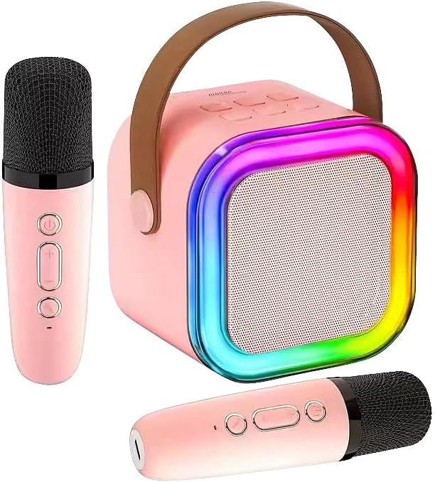 auvisio Karaoke Anlage: Karaoke-Maschine mit 2 Mikrofonen, RGB-LEDs, Bluetooth, USB, microSD (Karaok