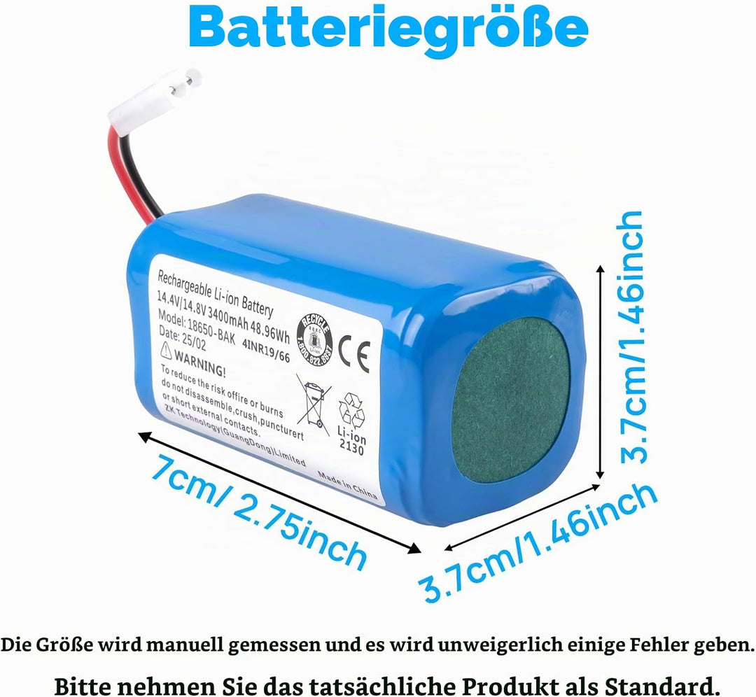 3400mAh Akku Kompatibel mit Xiaomi Mi G1, MJSTG1, H18650CH-4S1P, Robot Vacuum E12, Rowenta RS-RT9008