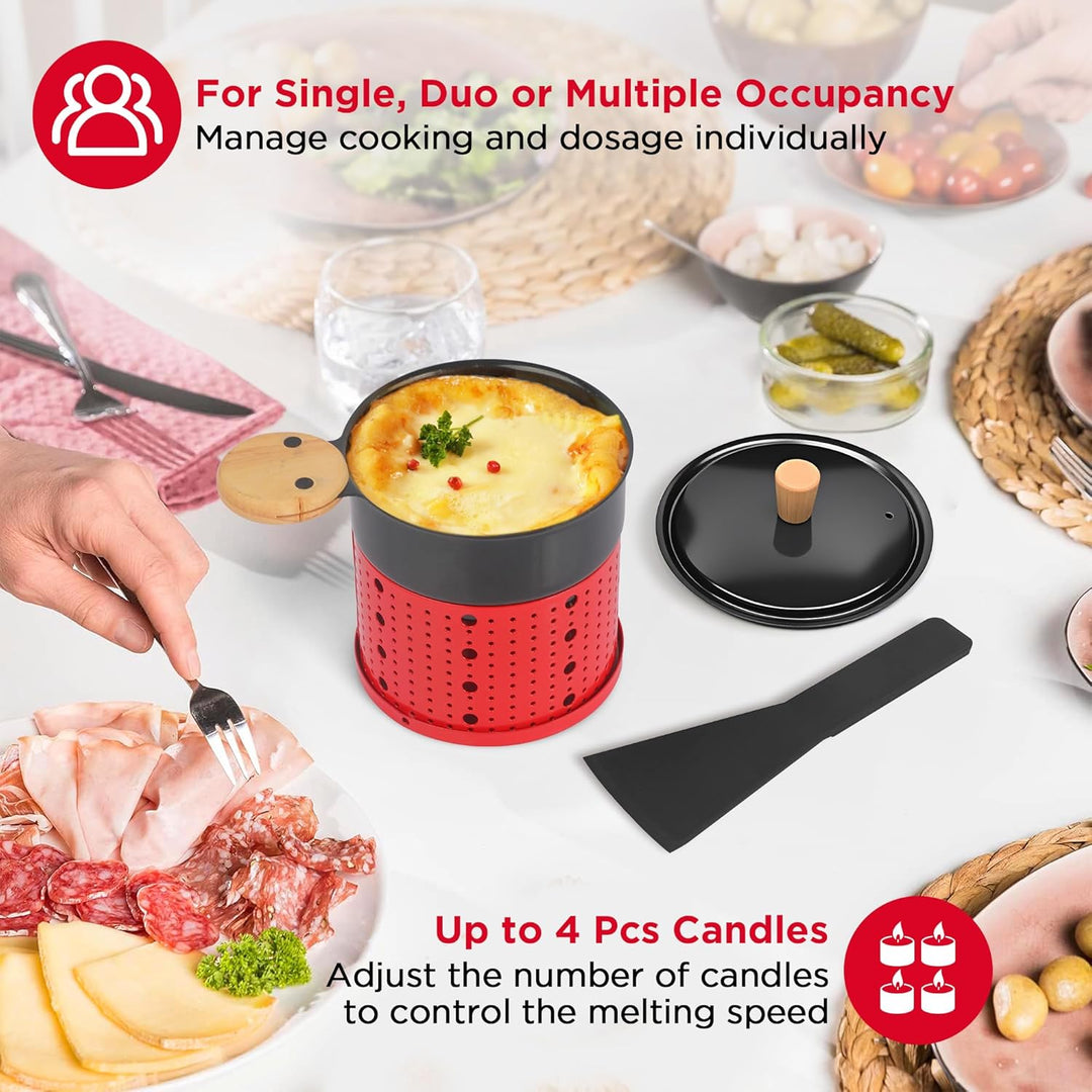 ipow 4er Set Mini Raclette Grill, Racletteofen Set antihaftbeschicht Kerzenraclette für Teelichter,