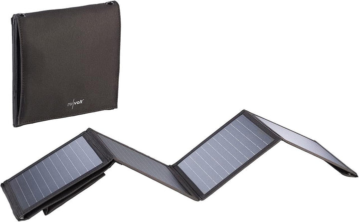 revolt Solarpanel faltbar: 28-Watt-Solar-Ladegerät mit 2 USB-Anschlüssen (5V/4,8A), faltbar, IPX4 (S