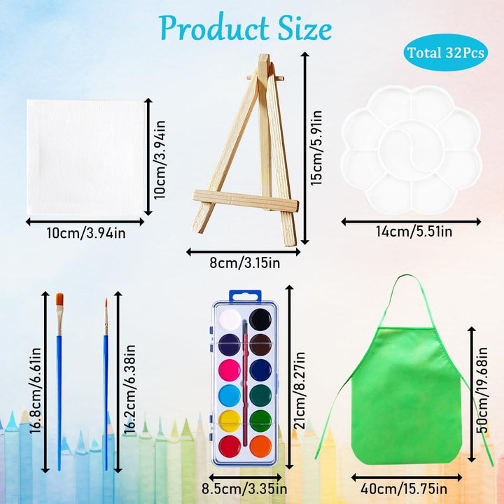 32Pcs Mini leinwand und Staffelei Set, XingyLi 8 kleine Leinwand Kunsttafeln mit 8 Künstler Dreieck