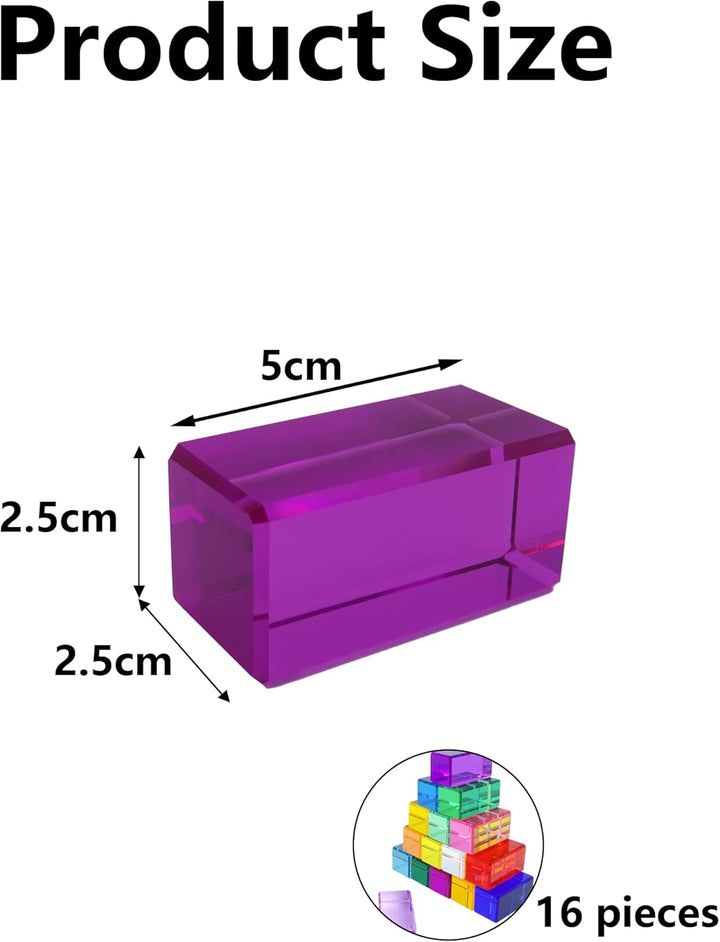 Jelly Blocks aus Acryl, Lichtbausteine Sensory Toys für Kinder, 16 Bunte Bauklötze ab 3 Jahren Acryl