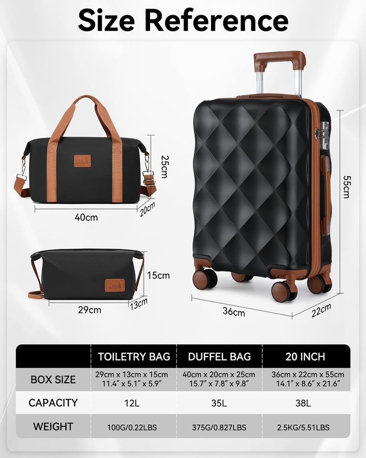 Sea choice Handgepäck Koffer Trolley ABS Leicht Reisekoffer Hardschale 4 Rollen und TSA Schloss Mit