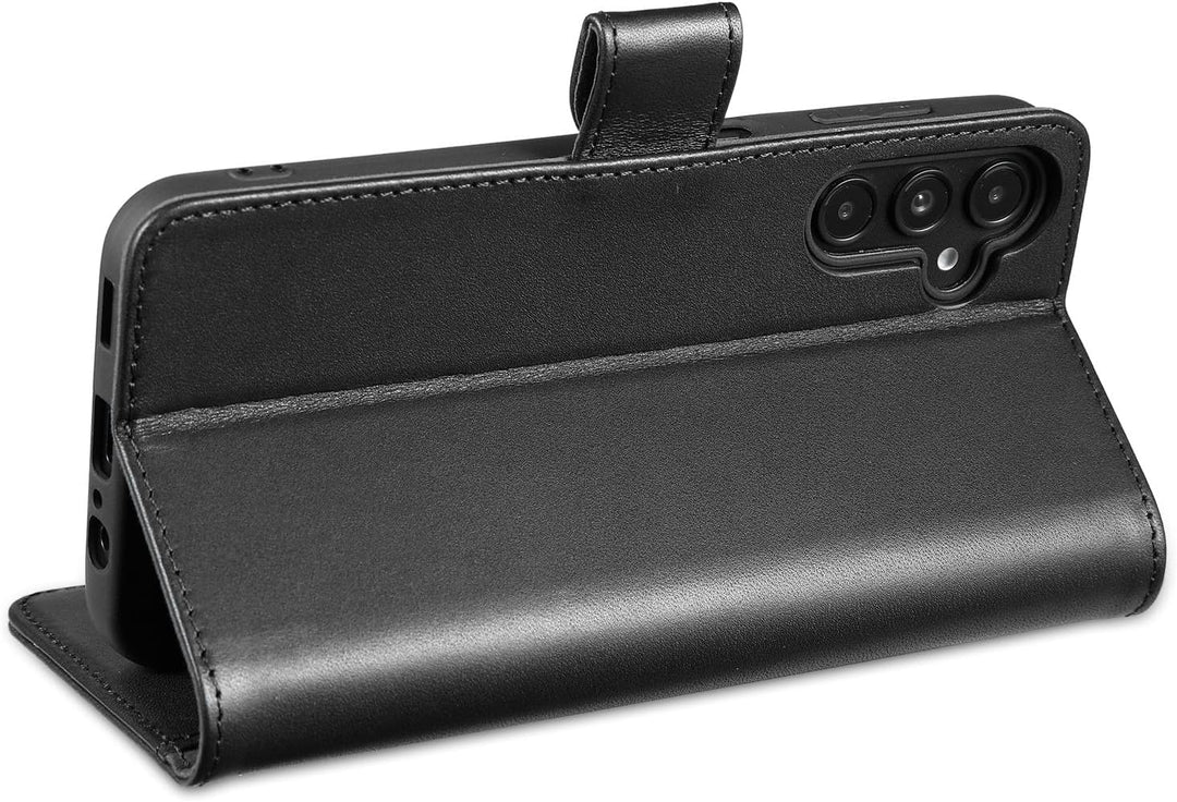 LENSUN Echtleder Hülle für Samsung Galaxy A14, Handyhülle [Echtes Leder][Magnetverschluss][RFID] Han