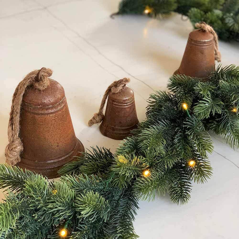 zeitzone Glocken-Set Zink Rostig Weihnachtsglocke 3 Stück Weihnachtsdeko