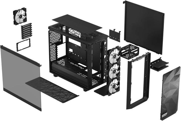 Fractal Design Meshify 2 Lite RGB Black ATX Flexible Light Tinted Tempered Glass Window Mid Tower Co