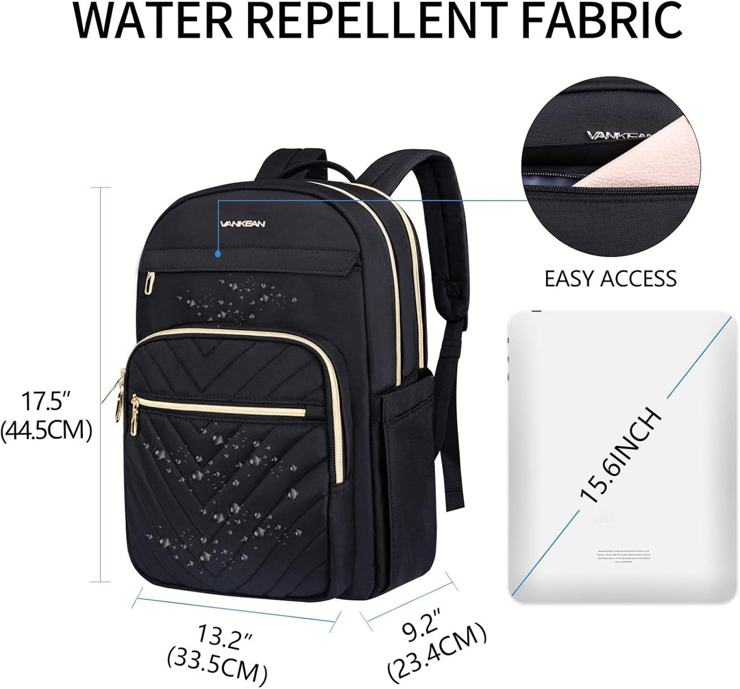 VANKEAN 17.3 Zoll Laptop Rucksack Damen, Schulrucksack wasserdicht Damen Herren Arbeitstasche mit US