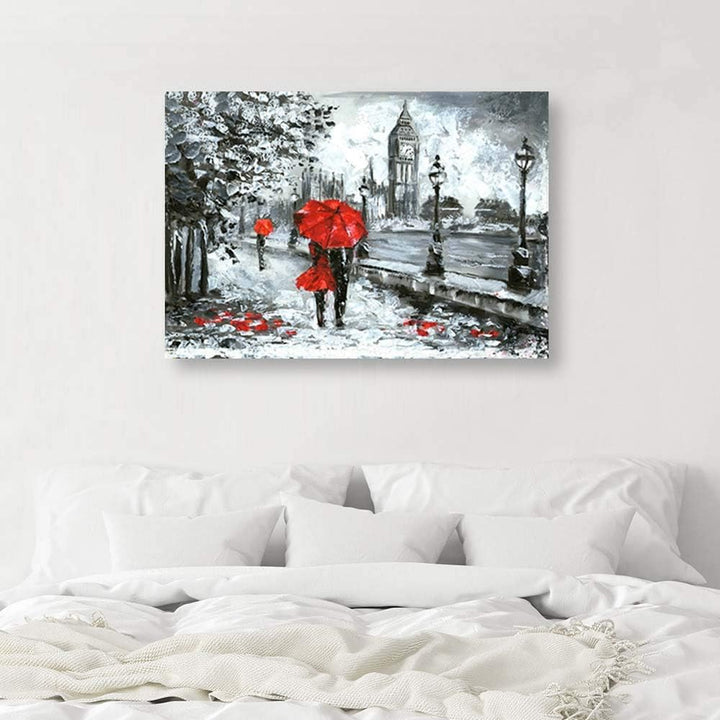 Feeby Bild auf Leinwand London Kunstdruck modern Landschaft Rot 90x60 cm 90L x 60B cm M_14067, 90L x