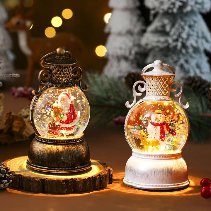 Weihnachten Deko, LED Weihnachts Schneekugel mit Musik und Licht, LED Kugellaterne aus Glas mit Schn