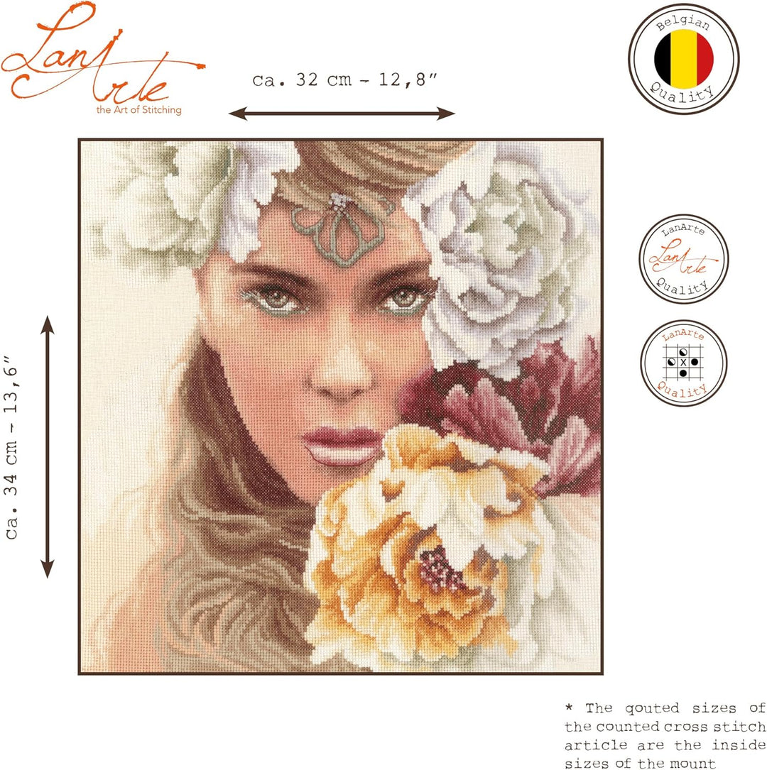 Lanarte PN-0171826 Kreuzstichset Porträt, Zahlmuster Zählmusterpackung, Baumwolle, mehrfarbig, 32 x