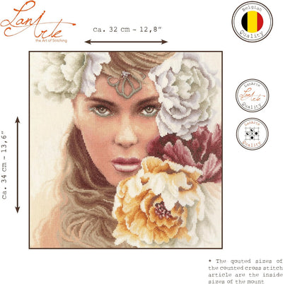 Lanarte PN-0171826 Kreuzstichset Porträt, Zahlmuster Zählmusterpackung, Baumwolle, mehrfarbig, 32 x