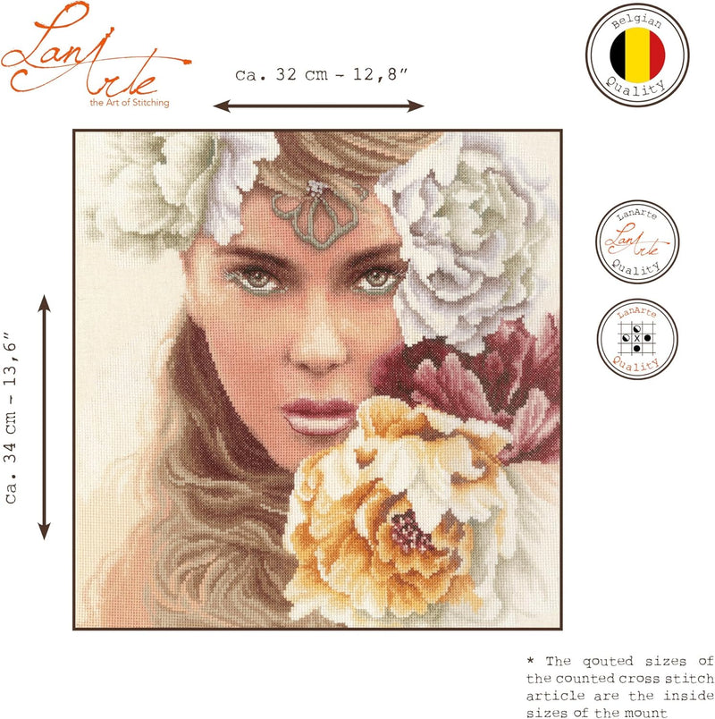 Lanarte PN-0171826 Kreuzstichset Porträt, Zahlmuster Zählmusterpackung, Baumwolle, mehrfarbig, 32 x