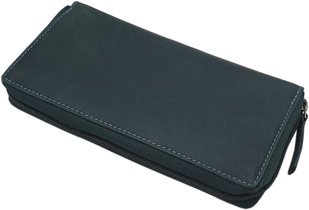 myledershop Grosse Vollrindleder Damen Geldbörse/Geldbeutel/Portemonnaie/Geldtasche/Portmonee rundhe