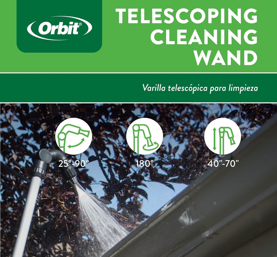 Orbit 58543 Teleskop-Reinigungsstab für Dachrinnen, silberfarben, Reinigungsstab