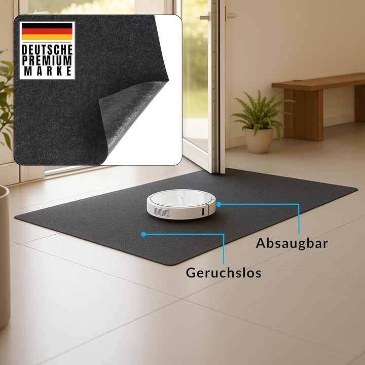 Fussmatte dünn 2 mm extra flach 60x90 cm, Schmutzfangmatte dünn innen, dünne Fussmatte aus Filz mit