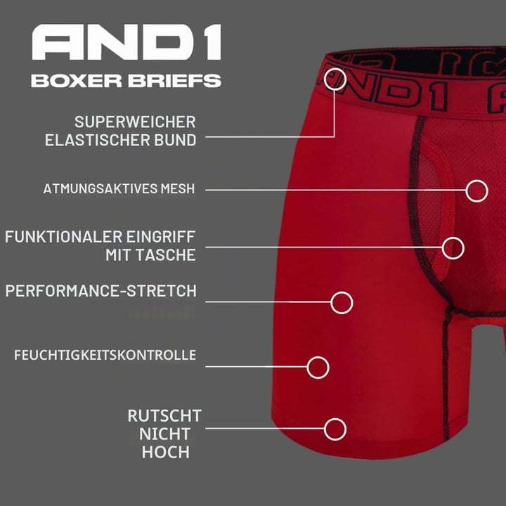 AND1 Sport Boxershorts 5er Pack Unterwäsche Herren Unterhosen Männer Retroshorts Boxer Brief Sportun