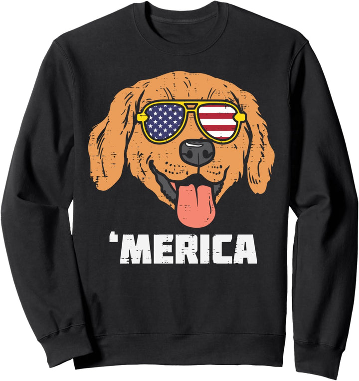 Merica Golden Retriever American USA 4th Of July Fourth Dog Sweatshirt