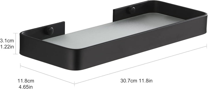 DUFU Selbstklebendes Duschregal Ohne Bohren - Raumfahrt-Aluminium-Korb mit Gehärtetem Glas | 30cm Sc