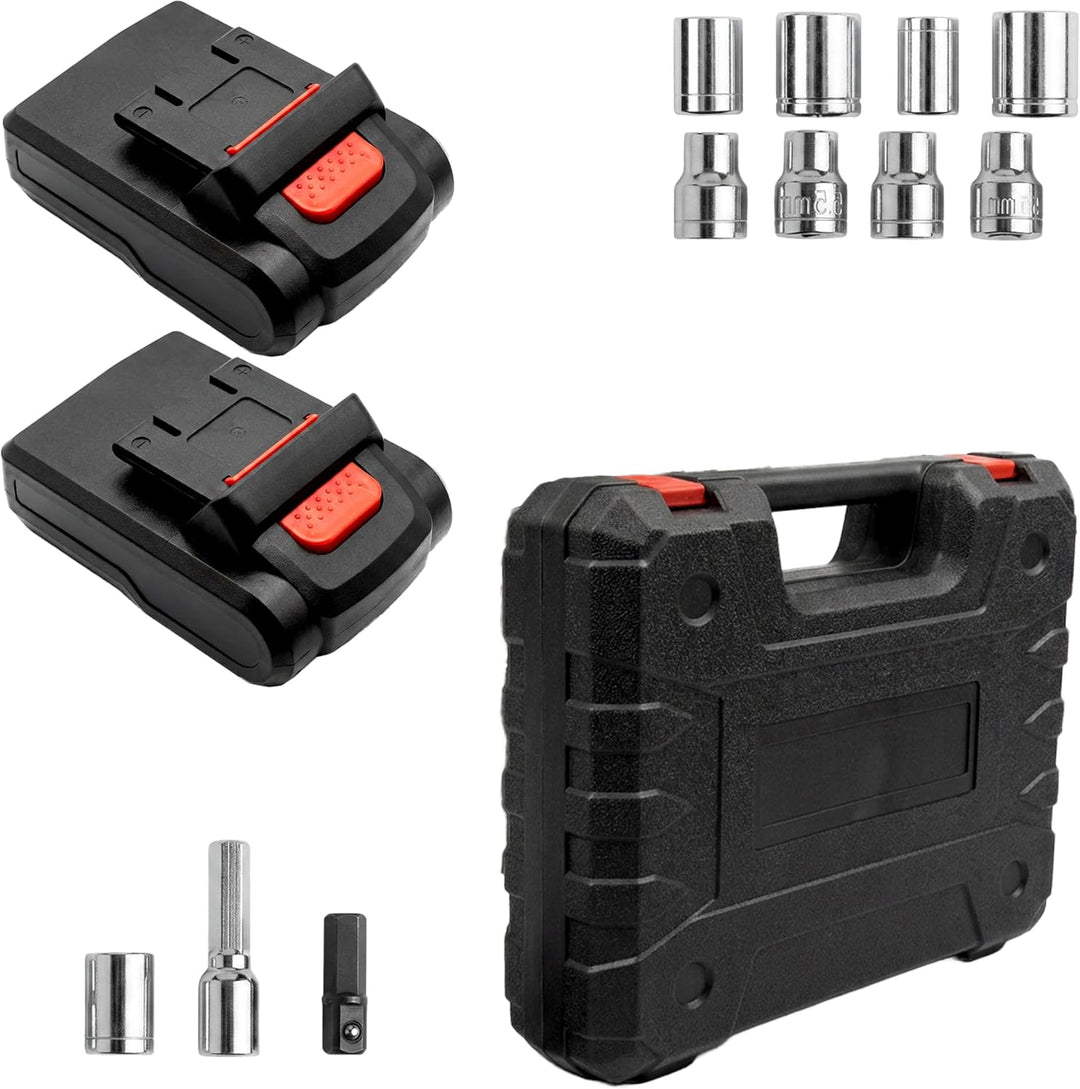 Retoo Akkuschrauber 21V Akku-Bohrschrauber Set 320Nm - 2x Akku, 2-Gang-Getriebe, LED-Anzeige, 1/2 Zo