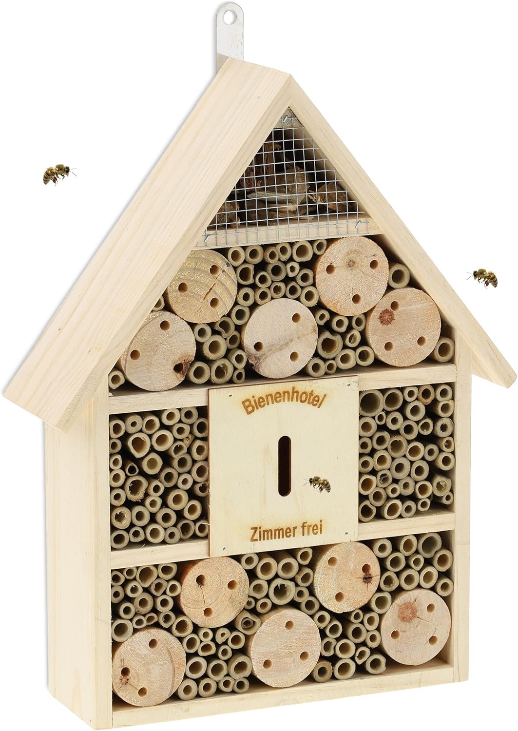 Relaxdays Bienenhotel, Nisthilfe Wildbienen, Garten, Balkon, Insektenhotel zum Hängen, Holz, HBT 38