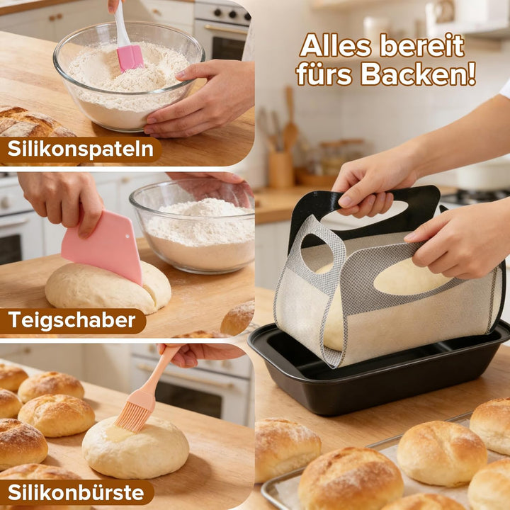 Brotbackform Karbonstahl 2er Set, Antihaft Kastenform Brot 27.5X14.5X6cm mit 2 Backmatte & Backwerkz