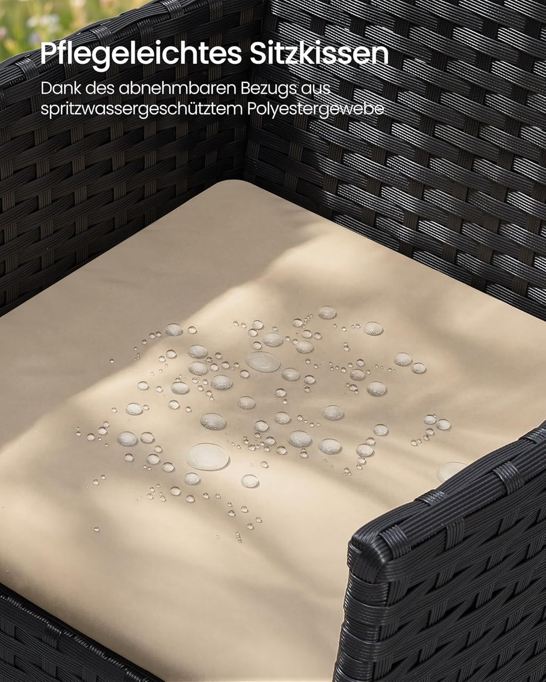 SONGMICS Balkonmöbel, Gartenmöbel-Set, aus PE-Polyrattan, Lounge-Set, Tisch und 2 Stühle, Terrassenm