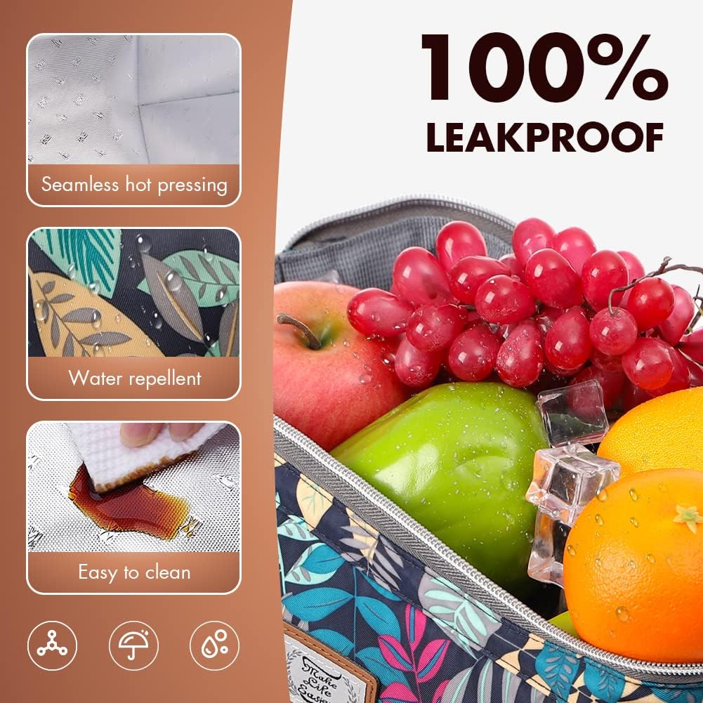 Lekesky Kühltasche Damen Lunchtasche Isolierte für Frauen Auslaufsichere Weit Geöffnete Lunchbox, 11