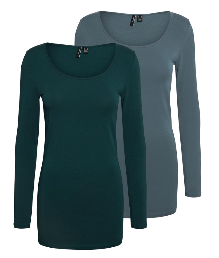 VERO MODA Female Top VMMAXI 2-Pack T-Shirt S 2er Pack (1x Sea Moss/1x Stormy Weather), S 2er Pack (1