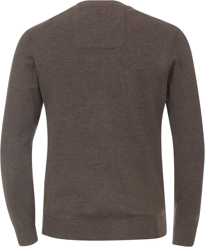 CASAMODA Herren Pullover mit V-Ausschnitt unifarben Elastischer Bund XXL Dunkelbraun, XXL Dunkelbrau