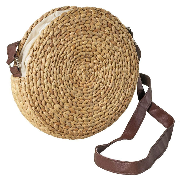 LaFiore24 hochw. Korbtasche Damen Schultertasche Ibiza Rund Natur Gross 24 x 6 x 24 cm, Natur Gross