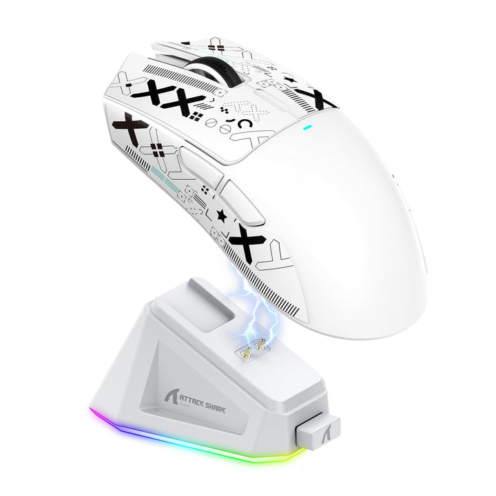 ATTACK SHARK X11 Gaming mit Magnetic Charging Dock, PixArt PAW3311 Sensor, BT/2.4G Wireless/Wired Mo