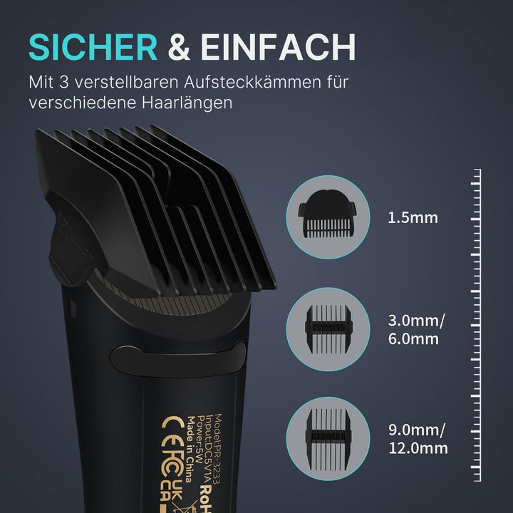 PRITECH Körperhaartrimmer – wasserdichter Intimhaartrimmer für Männer | Elektrorasierer mit Keramikk