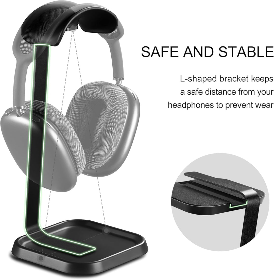 Kopfhörer Ständer, Gebogener Headset Halterung mit Ablagefach, Schwere Basis Gaming Kopfhörer Halter
