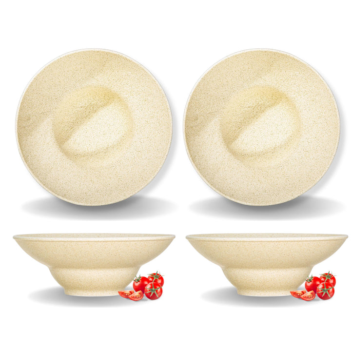 Wilmax | Tiefer Teller 2 Stück 22,5 cm / 1100 ml | Speiseteller aus Porzellan | Steinoptik | Esstell