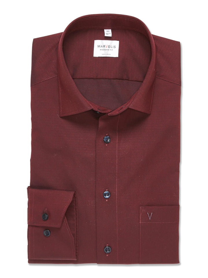 Marvelis Herren Businesshemd Langarm 720814,Einfarbig,Modern Fit,New Kent 43 Rot 35, 43 Rot 35