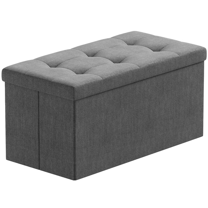 BRIAN & DANY Faltbarer sitzhocker Leinen Sitzbank mit Stauraum, Dunkelgrau, 76 x 38 x 38cm, Dunkelgr