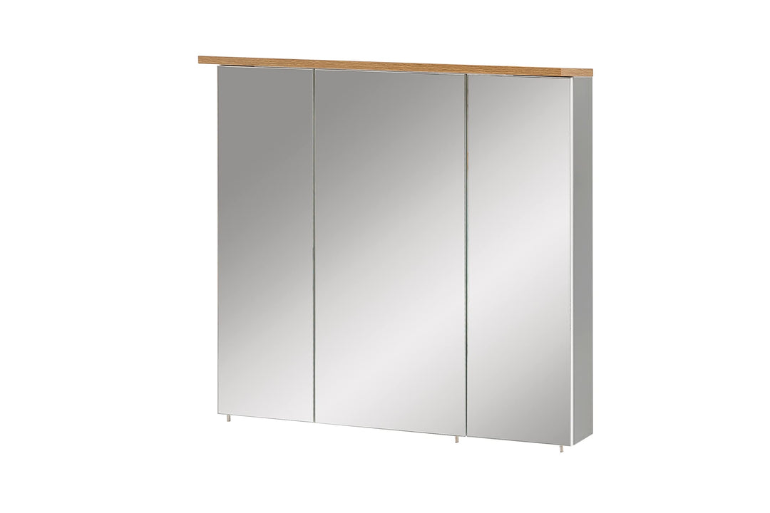 Schildmeyer Padua Spiegelschrank 148838, Platingrau/Eiche Landhaus Dekor, 70,5 x 16 x 72,3 cm (B/T/H