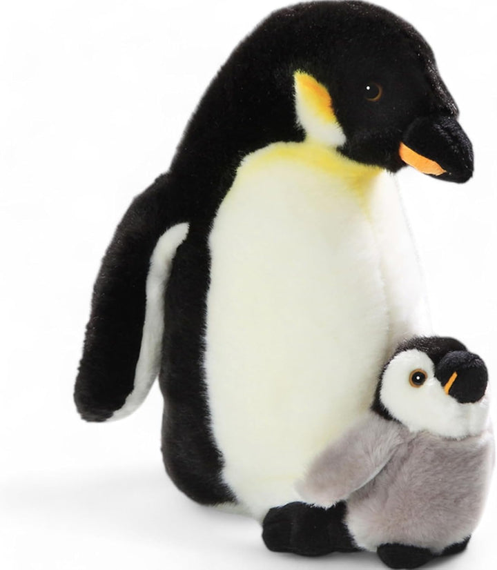 Carl Dick Pinguin mit Baby, Laufvogel, Plüschtier, Kuscheltier, ca. 32cm 1725 Schwarz-weiss-orange,