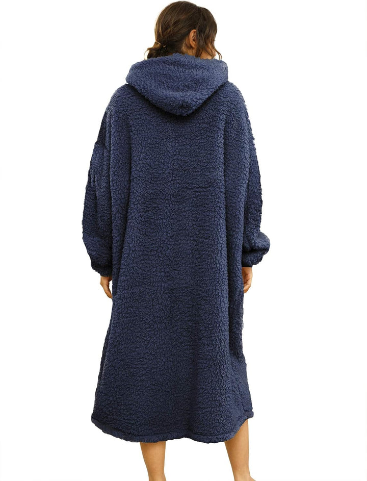 ililmmoe Sherpa tragbare Decke Übergrosse Hoodie Sweatshirt TV Decke mit Langen Ärmeln und Tasche-Na