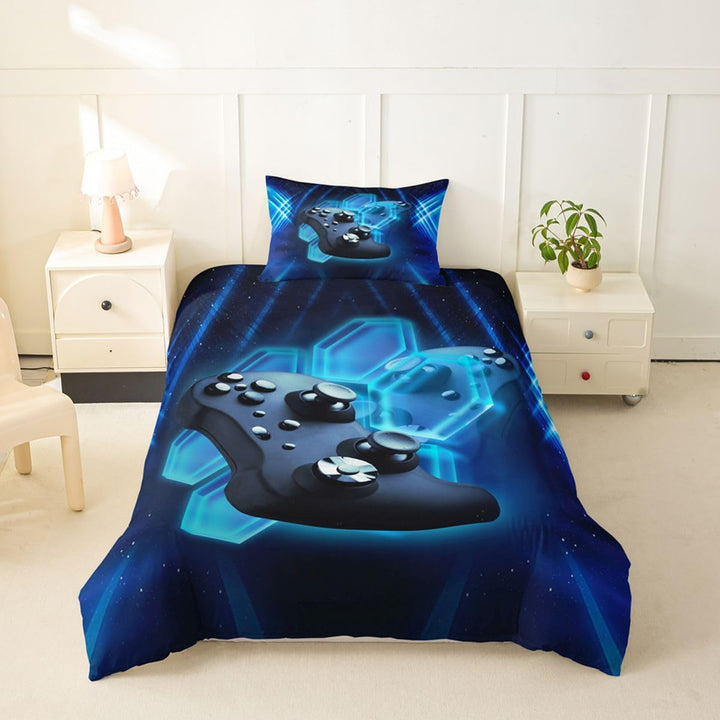 Homewish Spielen Bettwäsche-Set Jungen Teenager Spielzimmer Dekor Bettdecke Kinder Jugend Blau Gamep