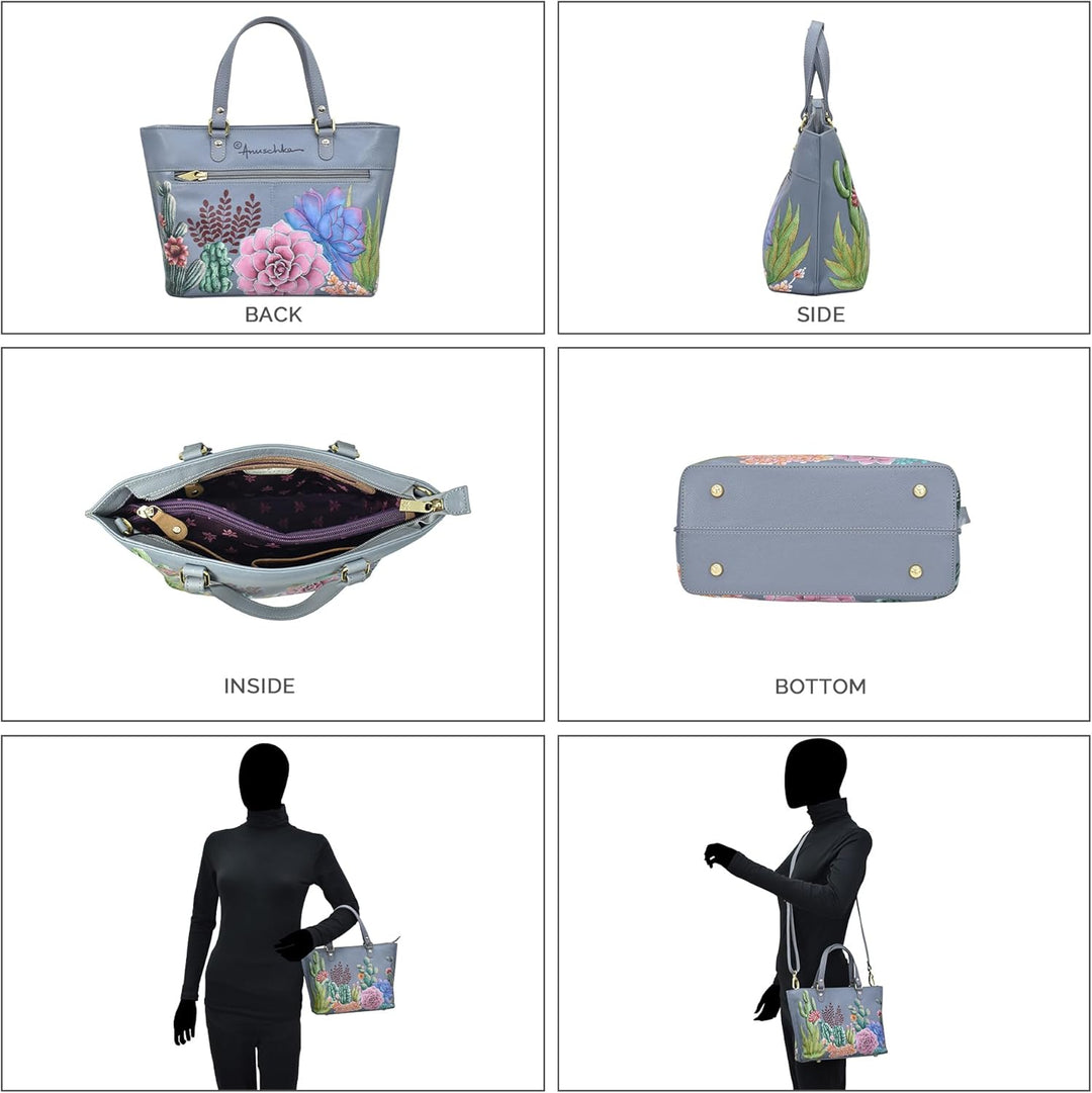 Anuschka Women's Echtleder Medium Tote - Handbemalte Handwerkskunst Desert Garden, Desert Garden