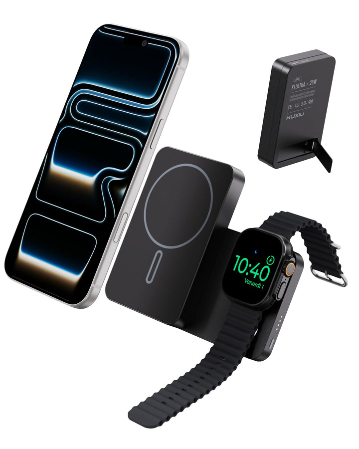 KU XIU K1ULTRA 10000mAh Powerbank für Apple Watch, Qi2.2 25W Power Bank für Magsafe, 3 in 1 Magnetis
