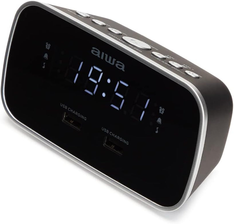 Aiwa CRU-19BK Radio Schwarz Radiowecker LED-Display Dimmerfunktion