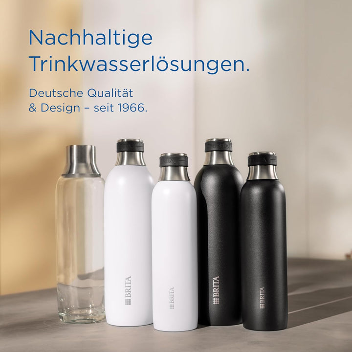 BRITA Glasflasche für sodaTRIO Wassersprudler (1l), 2er Pack Ersatzflaschen – leichte, elegante Wass