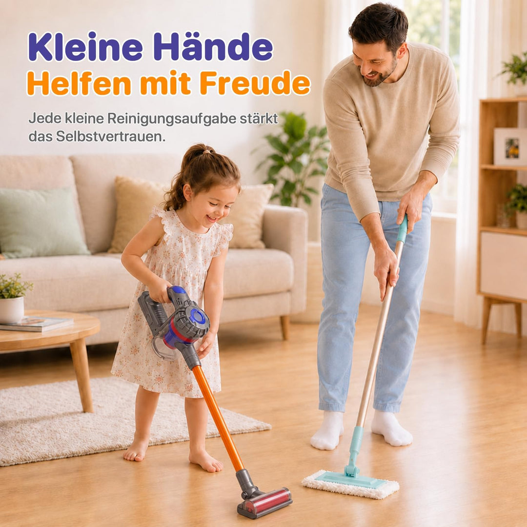 3-in-1 Kinderstaubsauger Spielzeug mit echter Saugfunktion Lila, Lila