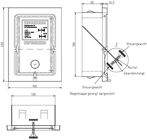 Zugbegrenzer Z4 Edelstahl 13 x 19cm Zugregler Schornstein Kamin