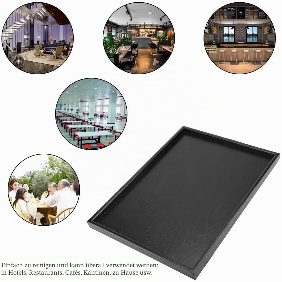 Raguso Serviertablett Black Classic Try Tea Try for Cafe Dishs Try (40 x 30 cm) 40 X 30 Cm., 40 X 30