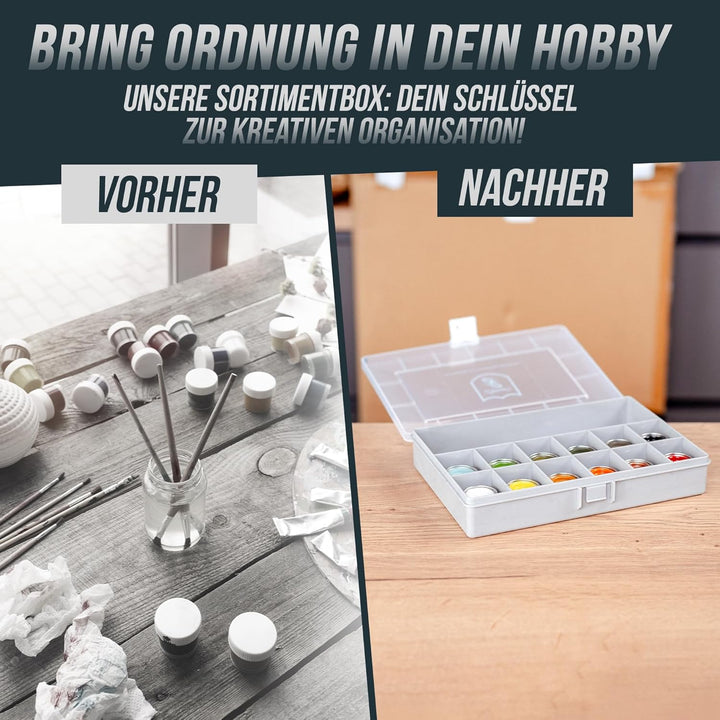 Lockdown Light Sortierbox – Organizer für Modellbau & Werkstatt | 13 Fächer, stapelbar, robust & che