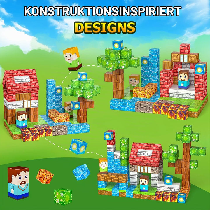 Magnetische Bausteine 150 Teile, Baue Magnetisches Bauwelt Magnetblöcke Fliesen Kinder Spielzeug Ges