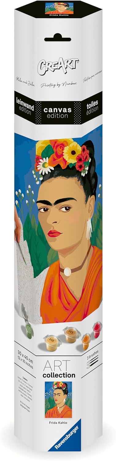 Ravensburger CreArt 25525 - Frida Kahlo - Malen nach Zahlen Erwachsene, DIY Malset mit Pinsel und Ac